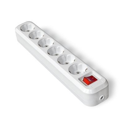 Колодка UNIVersal (S-306) 6 мест З/К выкл. белая