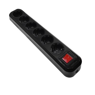 Колодка UNIVersal (2241) 6 мест З/К выкл. черная