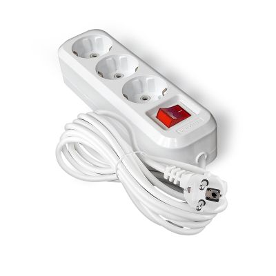 Удлинитель бытовой UNIVersal S-303А (1728) 3 места 7м З/К выкл. 3680Вт 16А белый ПВС 3*1,5мм