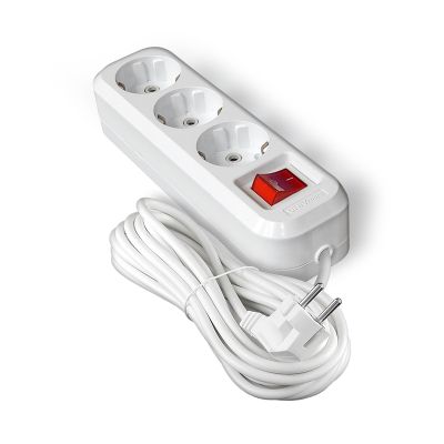 Удлинитель бытовой UNIVersal S-303А (1729) 3 места 10м З/К выкл. 3680Вт 16А белый ПВС 3*1,5мм