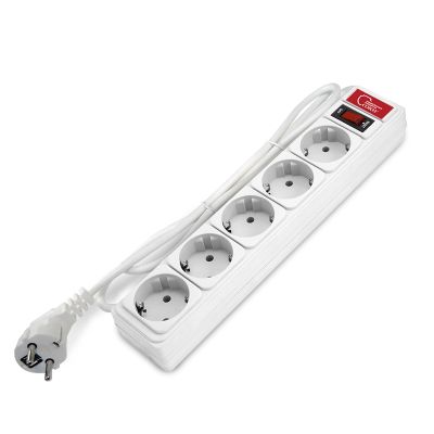 Сетевой фильтр СОЮЗ (1324) 5 мест 1,5м З/К выкл. белый ПВС 3*0,75 