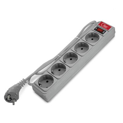 Сетевой фильтр СОЮЗ (1328) 5 мест 1,5м З/К выкл. серый ПВС 3*0,75 