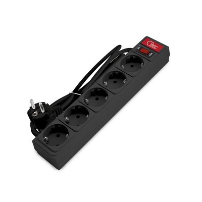 Сетевой фильтр СОЮЗ (1335) 5 мест 1,5м З/К выкл. черный ПВС 3*0,75 