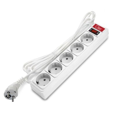 Сетевой фильтр СОЮЗ (1325) 5 мест 3м З/К выкл. белый ПВС 3*0,75 