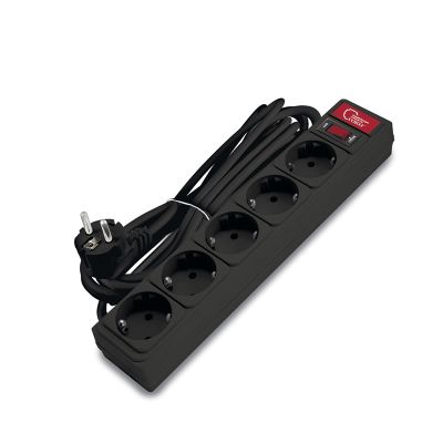 Сетевой фильтр СОЮЗ (1336) 5 мест 3м З/К выкл. черный ПВС 3*0,75 