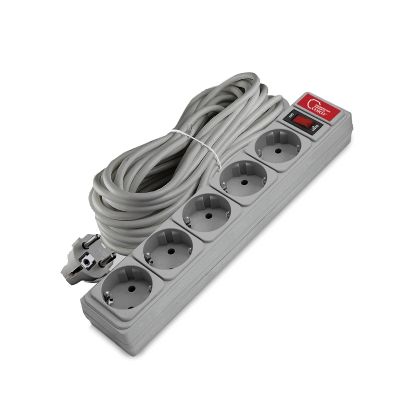 Сетевой фильтр СОЮЗ (1330) 5 мест 5м З/К выкл. серый ПВС 3*0,75 