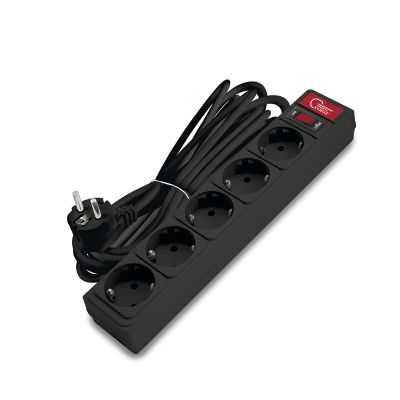 Сетевой фильтр СОЮЗ (1337) 5 мест 5м З/К выкл. черный ПВС 3*0,75 