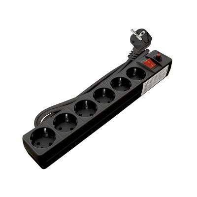 Сетевой фильтр UNIVersal (967U-4001) 6 мест 1,8м З/К выкл. черный ПВС 3*0,75