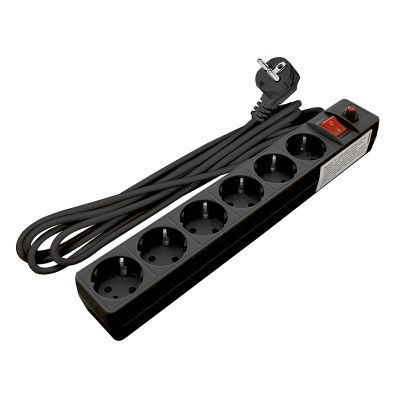 Сетевой фильтр UNIVersal (967U-4005) 6 мест 5м З/К выкл. черный ПВС 3*0,75