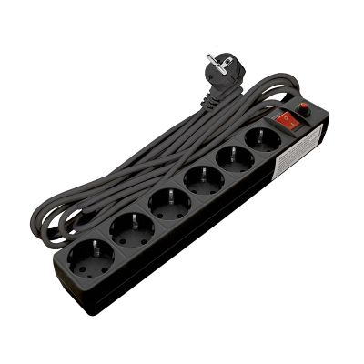 Сетевой фильтр UNIVersal (967U-4010) 6 мест 10м З/К выкл. черный ПВС 3*0,75