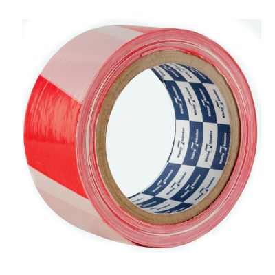 Лента оградительная 50 мм х 90 м бело-красная без и/у Klebebander арт. 509