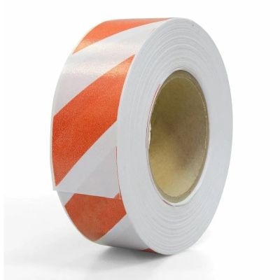 Лента оградительная светоотражающая 50 мм х 100 м  бело-красная без и/у  арт. TWK001T