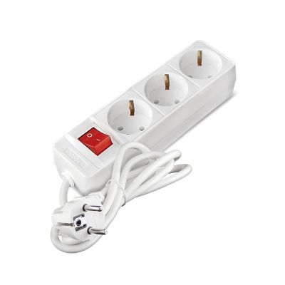 Удлинитель бытовой СОЮЗ (481S-7301) 3 места 1,5м З/К выкл. 2200Вт ПВС