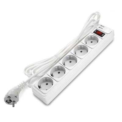Сетевой фильтр DOMTOK (2565) 5 мест 3м З/К выкл.+USB белый 2200Вт ПВС 3*1
