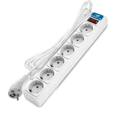 Сетевой фильтр DOMTOK (2515) 6 мест 1,8м З/К выкл белый 2200Вт ПВС 3*1