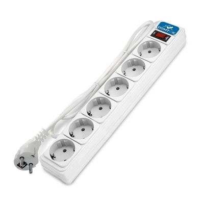 Сетевой фильтр DOMTOK (2516) 6 мест 3м З/К выкл белый 2200Вт ПВС 3*1