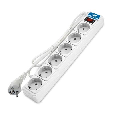 Сетевой фильтр DOMTOK (2517) 6 мест 5м З/К выкл белый 2200Вт ПВС 3*1