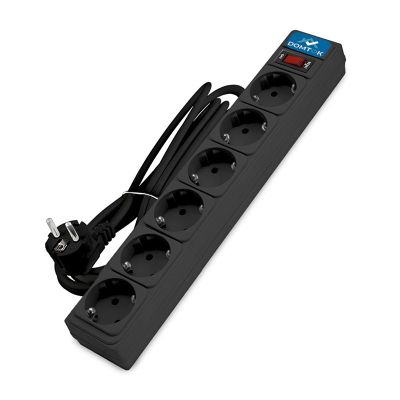 Сетевой фильтр DOMTOK (2522) 6 мест 3м З/К выкл черный 2200Вт ПВС 3*1