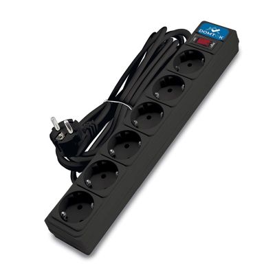 Сетевой фильтр DOMTOK (2523) 6 мест 5м З/К выкл черный 2200Вт ПВС 3*1