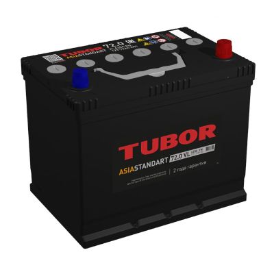 Аккумулятор 6СТ-72.0 VL R+ "TUBOR Asia Standart",D26, зал., обр. поляр, япон. станд. (Тубор) 