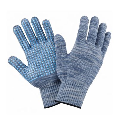 Перчатки рабочие х/б трикотажные "Стандарт" с ПВХ  7,5 класс,5-нитка,р.8(М), цв.серый Зевс