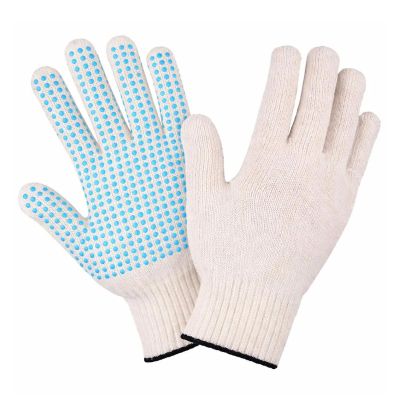 Перчатки рабочие х/б трикотажные "Стандарт" с ПВХ  7,5 класс,5-нитка,р.8(М), цв.белый Зевс