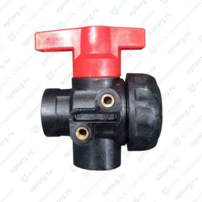 8218253 Кран 3-ходовой шаровый 1" (проточный, высокая ручка) тип ручки LL; крепление TYPE 1"; вх-вых Г1" 