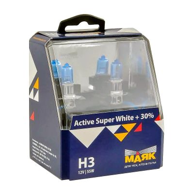 ЛАМПА Н3 (АКГ12-55) (72320ASW+30)  Active Super White +30%  ФАРНАЯ И ПРОТИВОТУМАННАЯ "МАЯК" 55 W  12В