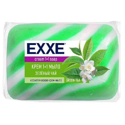 Туалетное крем-мыло 1+1 "Зеленый чай" 1шт, 80гр. цв.зеленый  EXXE Турция