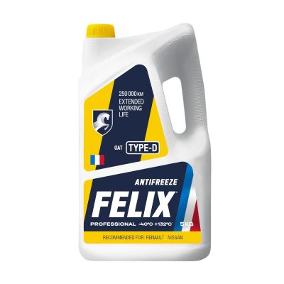 Антифриз FELIX TYPE D (G12+) желтый 5кг (вес брутто)  (ООО"Тосол-Синтез", г.Дзержинск)