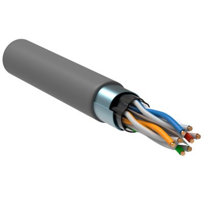 Кабель FTP 4PR 23AWG cat 6, LDPE, (CU), черный, наружный, ITK, бухта 305 м, LC3-C5E04-359