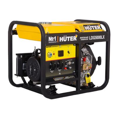 Генератор дизельный Huter LDG 5000LX, 3,3 кВт, 220 В, электрический пуск, дизель, 14 л, без АКБ