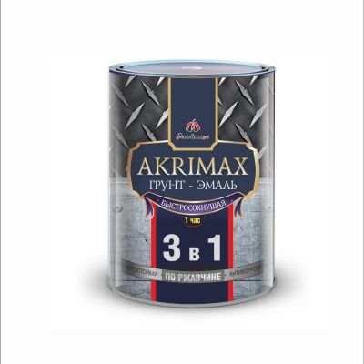 Грунт-эмаль 3 в 1 быстросохнущая по ржавчине серая матовая,  25 кг, Akrimax (Акримакс), Ростовская обл.