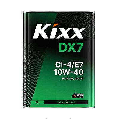 Масло моторное KIXX DX7  Diesel, (ACEA E7) SAE 10W40, 4 л, API SL/CI-4, полусинтетическое, (двиг. дизельный), (замена HD1 Diesel)