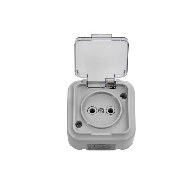 Розетка "ПРАЛЕСКА АКВА" РА16-296(02) 1-ая серая с прозрачной крышкой IP54 BYLECTRICA