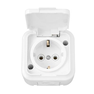 Розетка "ПРАЛЕСКА АКВА" РА16-297 1-ая белая з/к с крышкой IP54 BYLECTRICA