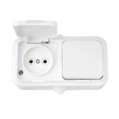 Блок "ПРАЛЕСКА АКВА" В-РЦ-653 белый (Выкл 1КЛ и розетка 1-ая) IP54 BYLECTRICA