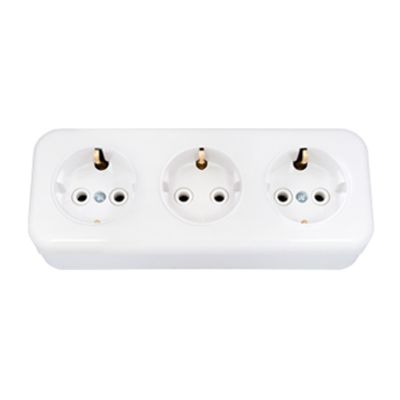 Розетка РА16-243 З-ая з/к белая BYLECTRICA