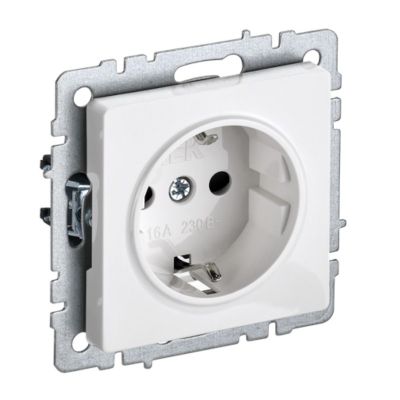 Розетка BRITE 1-я з/к 16А РС11-1-0-БрБ белый РФ (без рамки) IEK (BR-R11-16-K01) МАРКИРОВКА