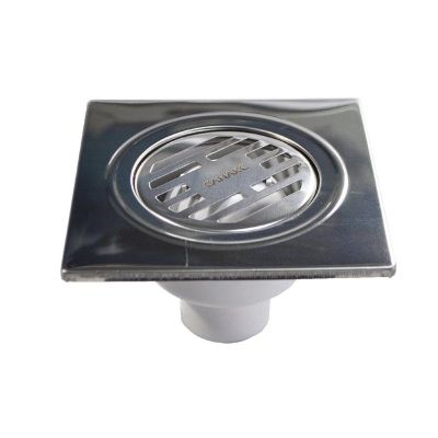 тр00012 ТРАП  пластиковый  150*150  крышка из нерж.стали  вертикальный выход 50мм  (Китай)