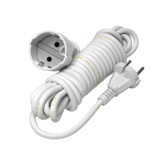 Удлинитель-шнур Универсал (5568953) 1 место 5м 6А белый ПВС 2*0,75