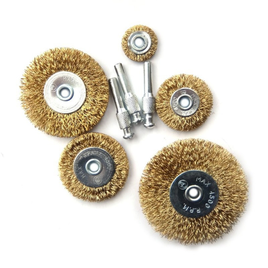 Набор щеток-крацовок со шпилькой для дрели, 5 предметов 45-5-001 Hobbi (Хобби)