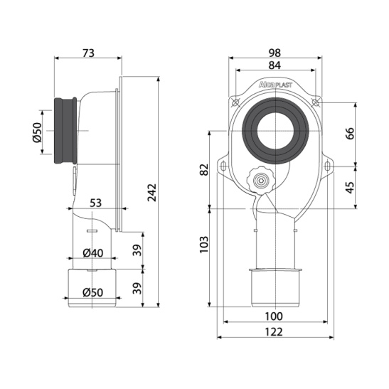 Сифон для писсуара вертикальный A45C (Alca plast), Чехия