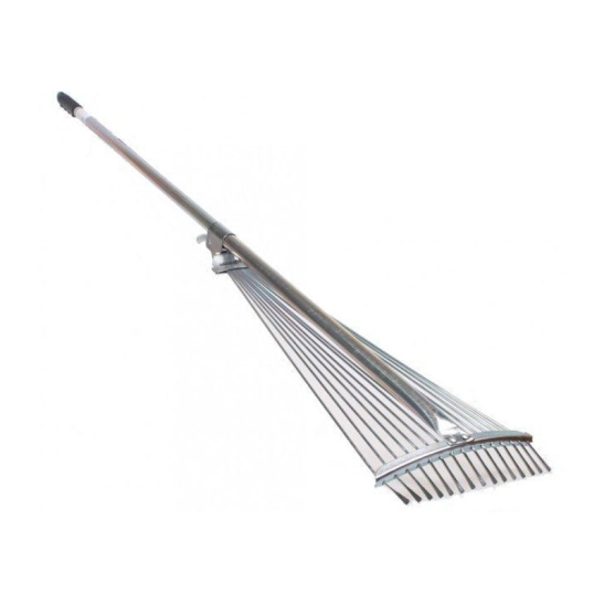 Грабли веерные проволочные раздвижные с мет.ручкой и мет.фиксатором  15 зуб. 
