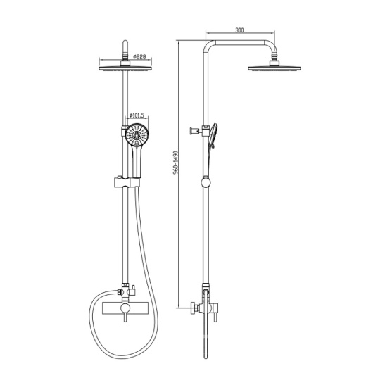 Стойка душевая, тропический душ, MR202set, Mirwell