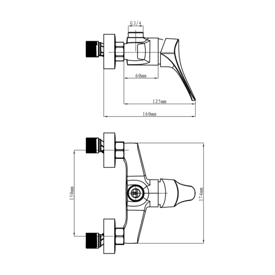 Смеситель для душа латунный однорычажный, MR102TAP, MR102TAP, Mirwell