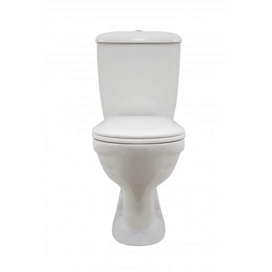 Унитаз-компакт тарельчатый Оскольская керамика Радуга косой выпуск, однорежимная арматура, нижний  подвод, сиденье