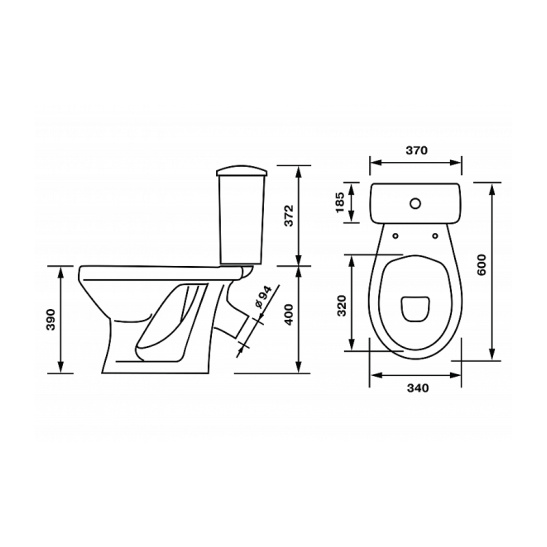 Унитаз-компакт Оскольская керамика Суперкомпакт Цветы косой выпуск, однорежимная арматура, нижний  подвод, сиденье