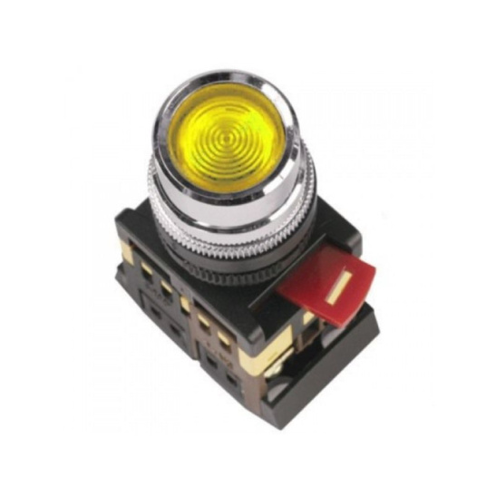 Кнопка ABLFS-22 желтый d=22мм неон/240В 1з+1р IEK (BBT30-ABLFS-K05)