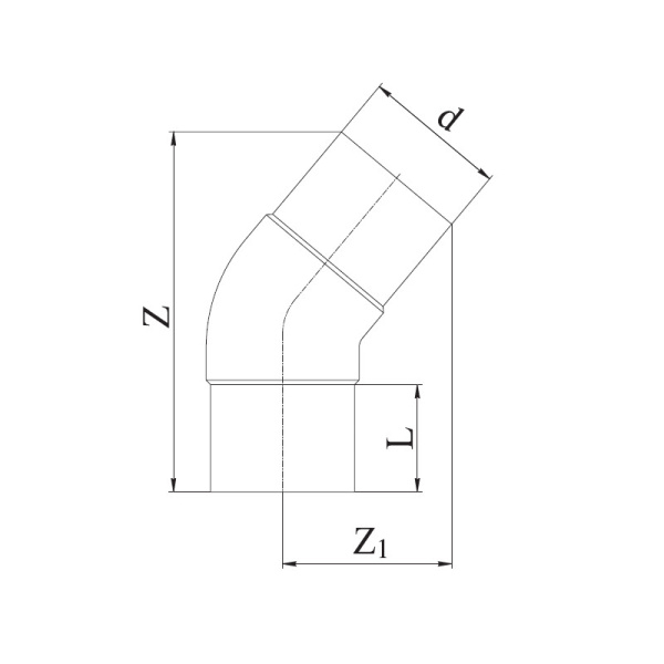 Отвод литой, ПЭ-100 D=110 мм, 45° SDR 11, Группа Полипластик, Россия